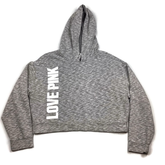 PINK Victoria's Secret Tops - Victoria's Secret PINK Women's Gray Crop Knit Hoodie